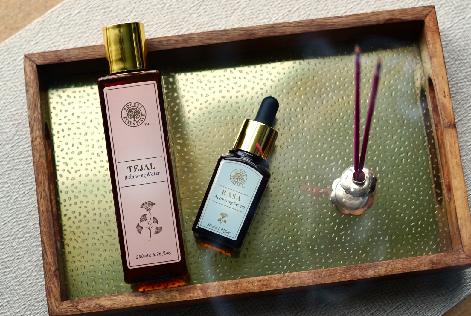 Forest Essentials Rasa Activating Serum and Tejal Balancing Water